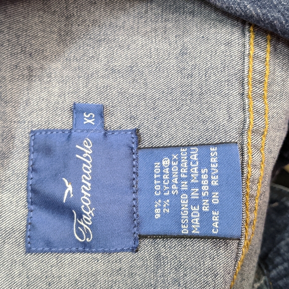 Faconnable Cotton Blend Button Up Fitted Jean Jacket Made in Macau XS - Picture 6 of 6